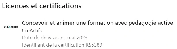 formatrice certifiée : concevoir et animer une formation avec pédagogie active licence et certification