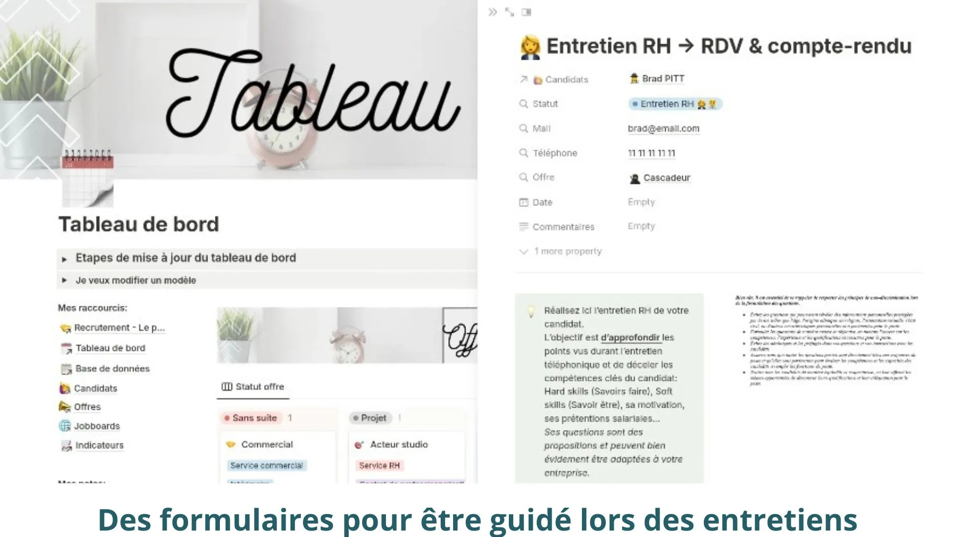 Modèle notion pour les RH recrutement suivi entretien