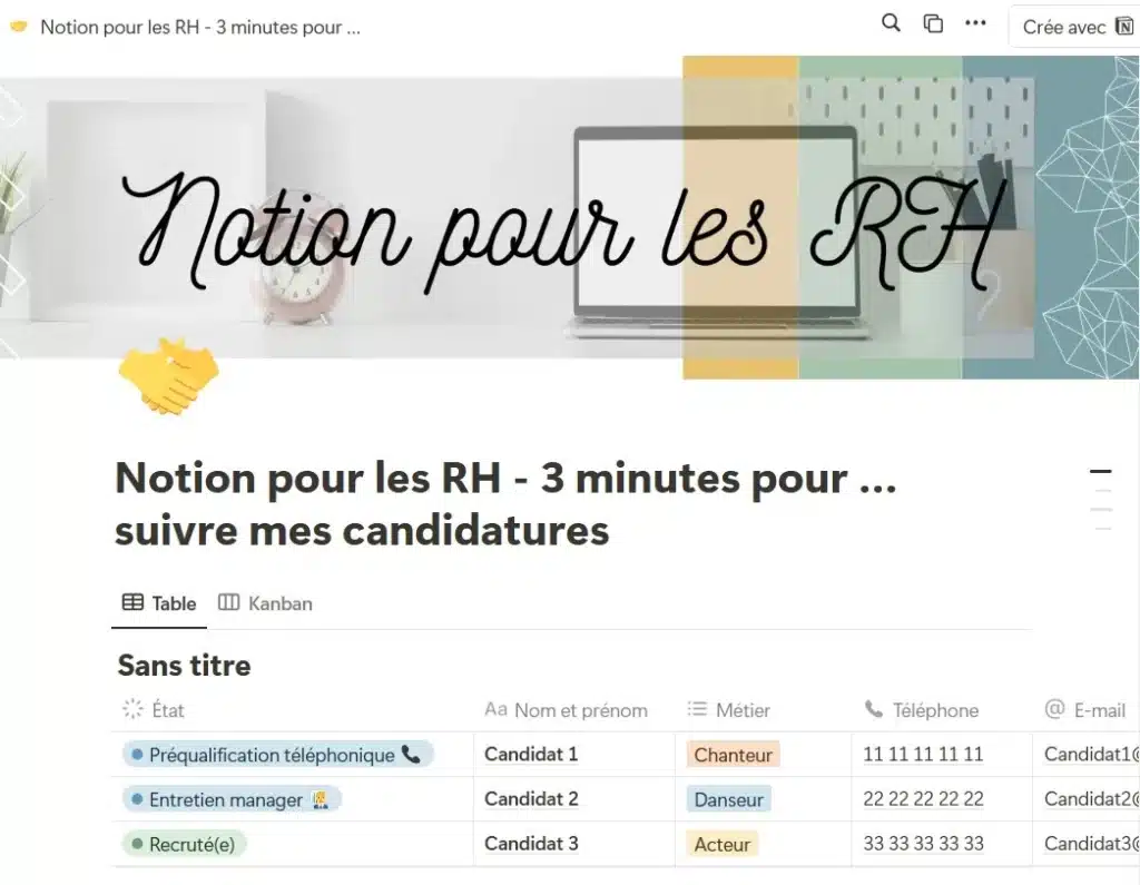 Recrutement1 Notion pour les RH - 3 minutes pour … suivre mes candidatures