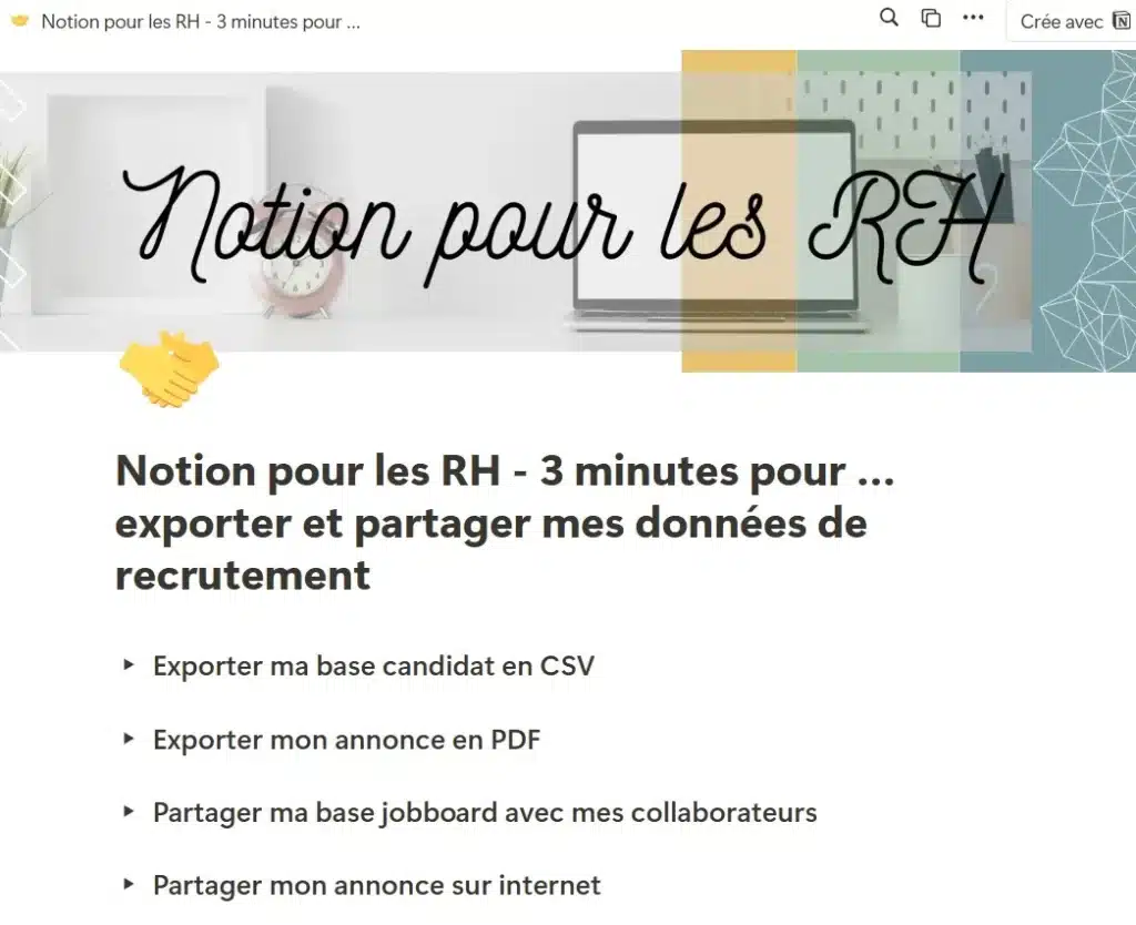 Recrutement5 Notion pour les RH - 3 minutes pour … exporter et partager mes données de recrutement
