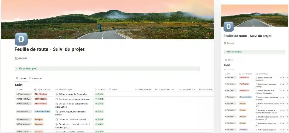 Feuille de route Modèle Notion DUERP 