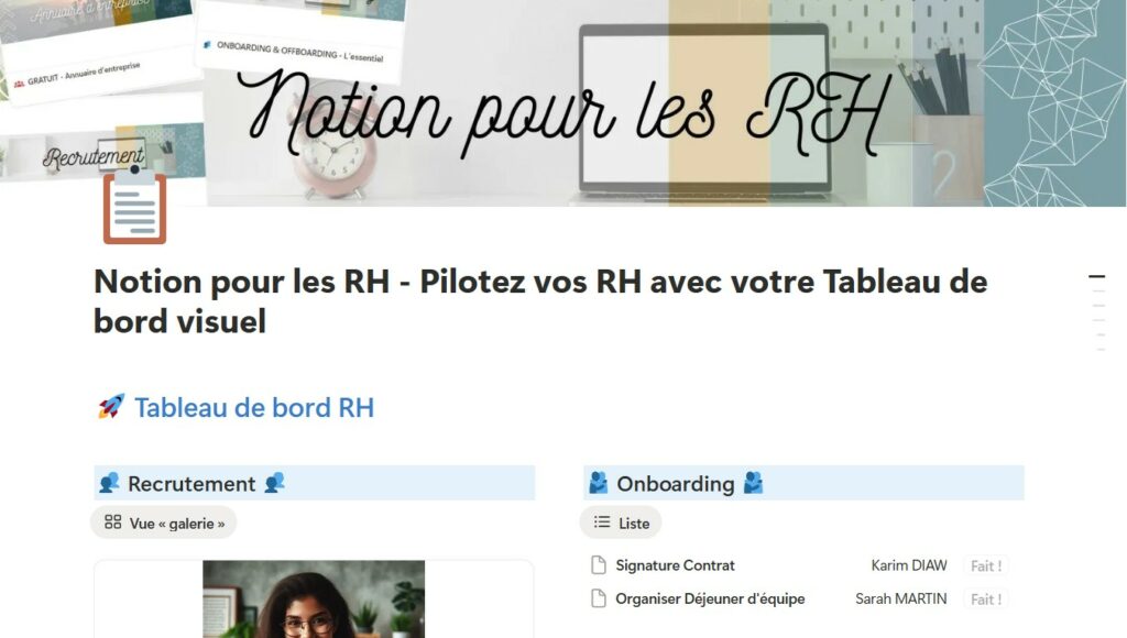 Notion pour les RH Pilotez vos RH avec votre tableau de bord visuel