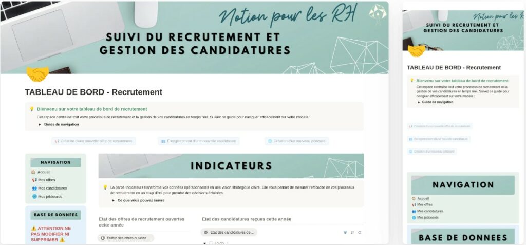 Suivi du recrutement et gestion des candidatures sur Notion