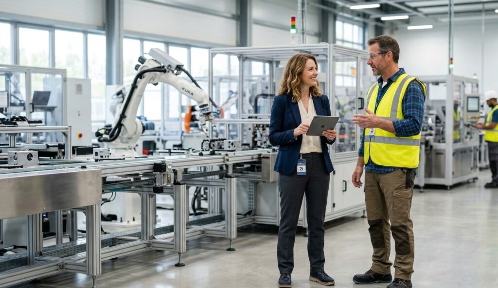 Sandrine Blin, consultante RH et transformation digitale, en mission de conseil GPEC dans une entreprise industrielle partenaire OPCO 2i en Nouvelle-Aquitaine.