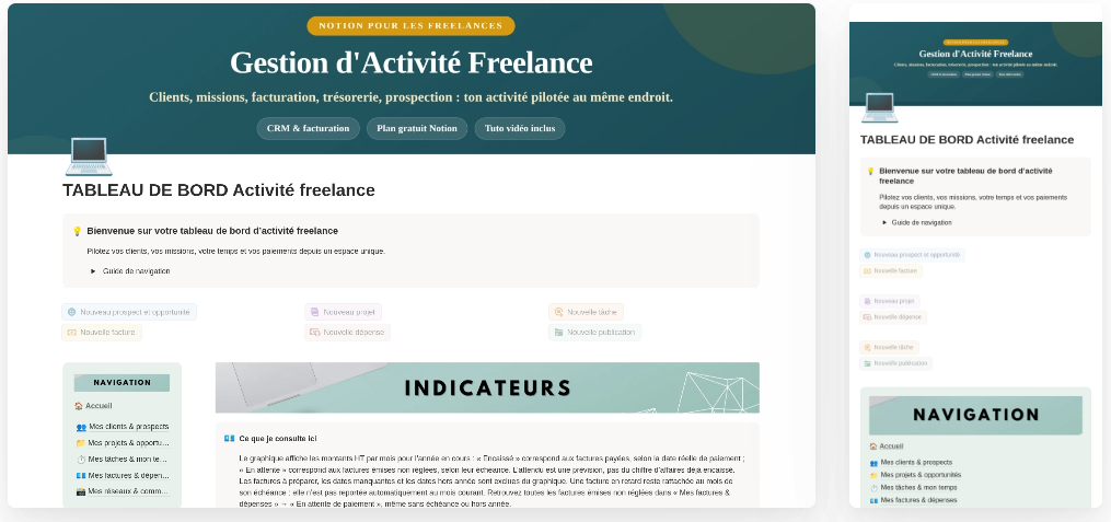 Modèle Notion Gestion Freelance